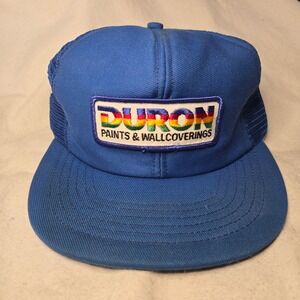 VTG Duron Paints Trucker Hat Mesh Snapback Nomad Rainbow OS Patch Blue Retro USA
